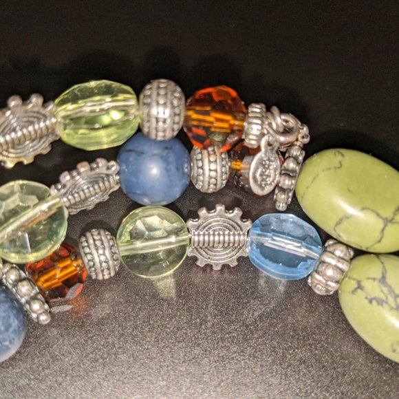 Wrap Bracelet - Silver & Neutral Color Beads - Picture 4 of 6